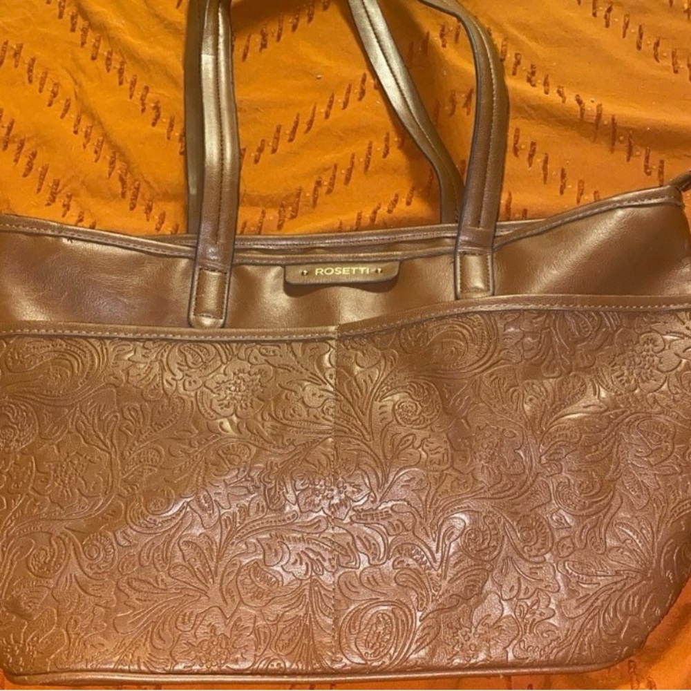 Rosetti Embossed Floral Tan Tote